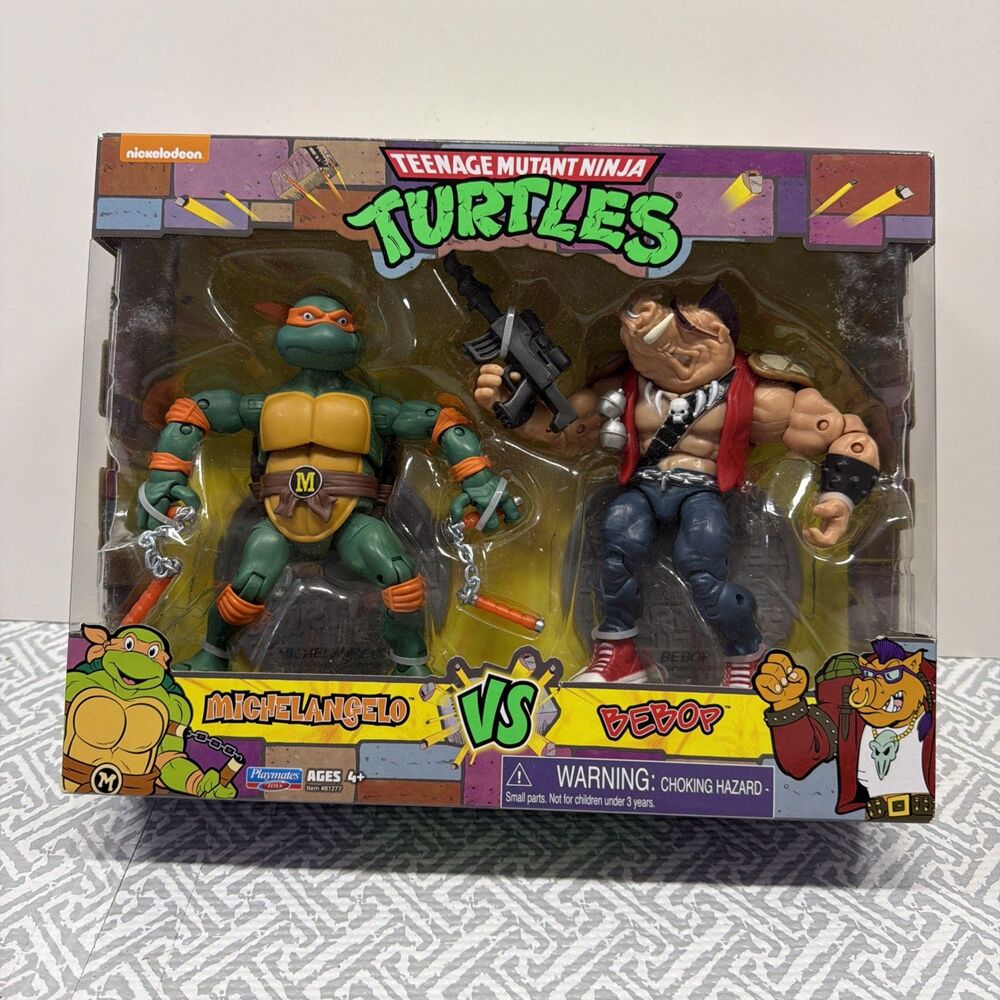 Playmates Toys 2021 TMNT  Michelangelo vs Bebop Action Figures 2 Pack NIB